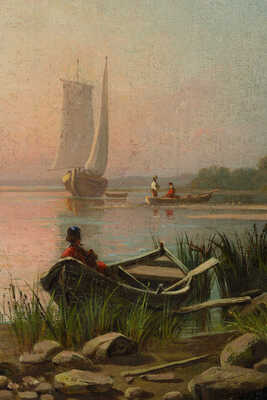 Гине Александр Васильевич.  Пейзаж с лодкой